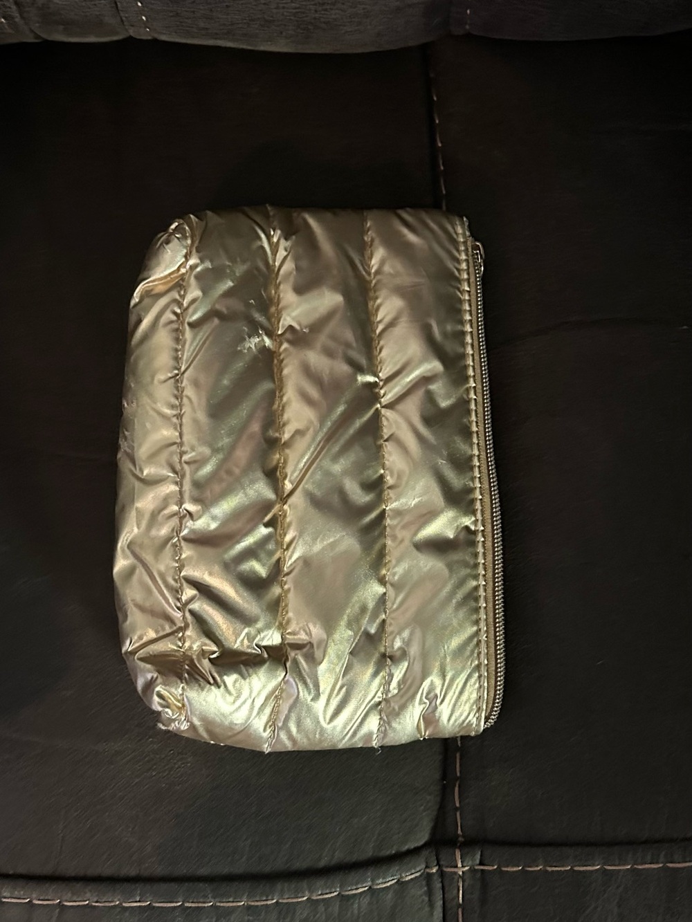 Ulta Beauty Metallic Quilted Gold Cosmetic Pouch